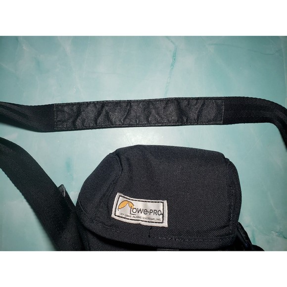 LowePro Camera Lenses Bag Black Seatbelt Strap & Blue Interior Divided Vintage - Picture 7 of 7